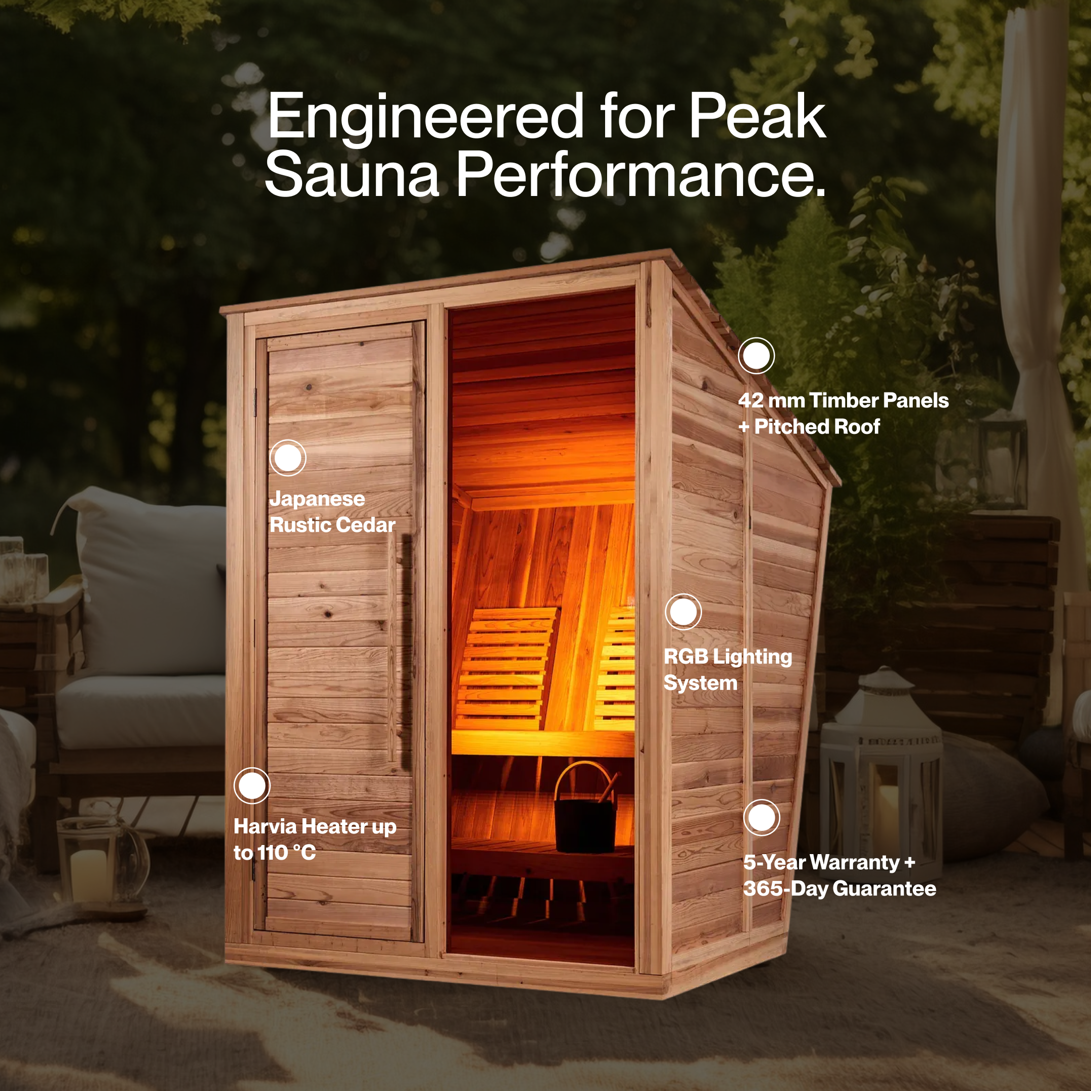 HUT 3 – 3 Person Outdoor Traditional Sauna
